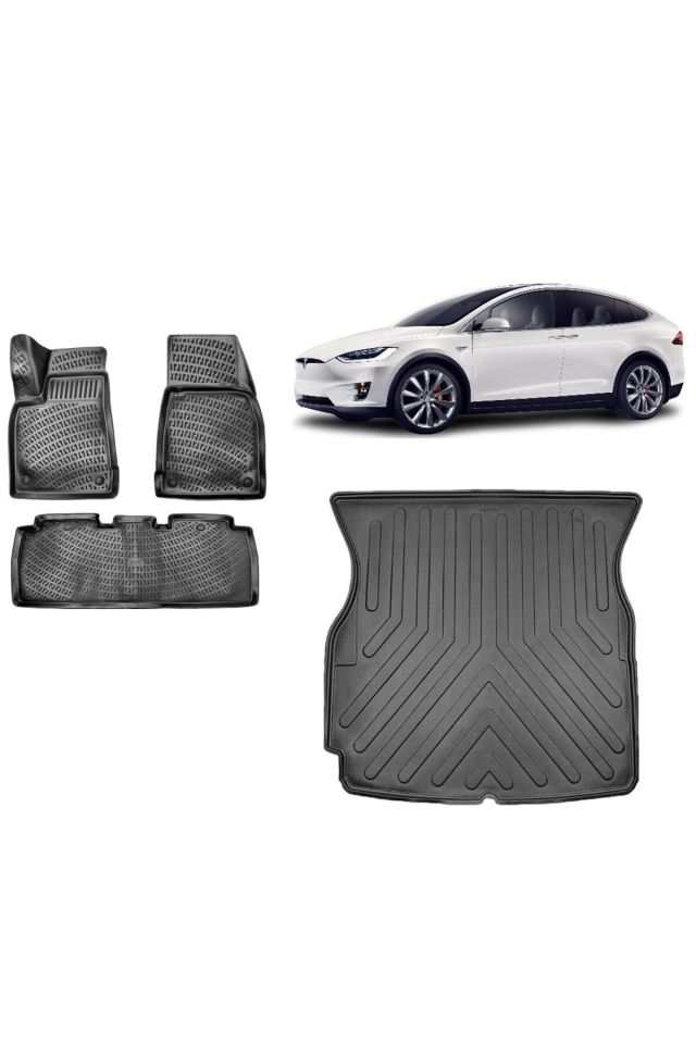 Tesla Model X 5 Koltuklu 2020 Model 3D Bagaj Havuzu+3D Havuzlu Araca Özel Paspas Takımı