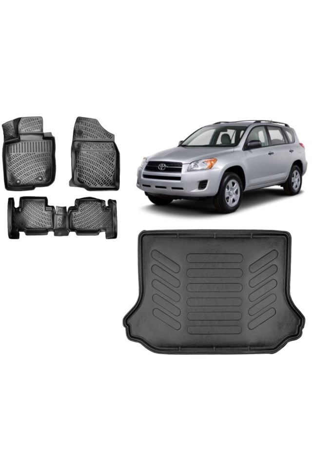 Toyota RAV4 2007 Model 3D Bagaj Havuzu+3D Havuzlu Araca Özel Paspas Takımı