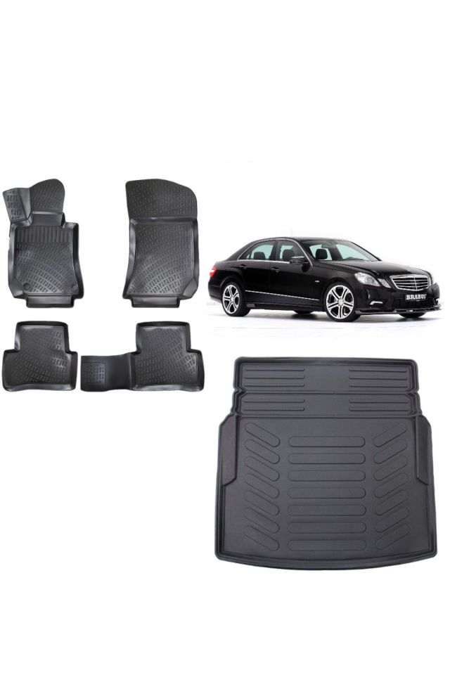Mercedes E Serisi W212 2012 Model Rampalı 3D Bagaj Havuzu+3D Havuzlu Araca Özel Paspas Takımı