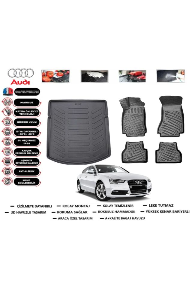 Audi A5 2015 Model Bagaj Havuzu Araca Özel Paspas Takımı Prrox