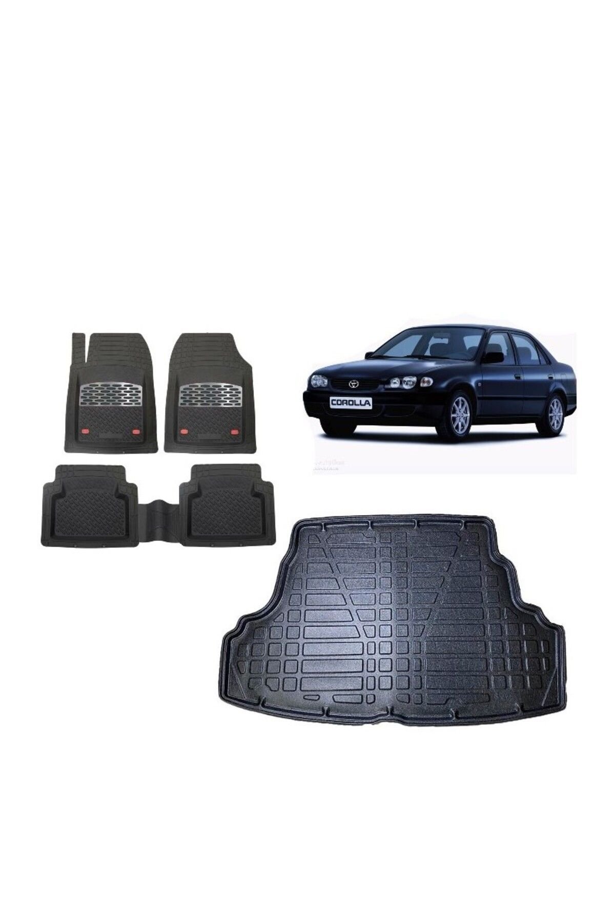 Toyota Corolla Sedan 2001 Model 3D Bagaj Havuzu+3D Havuzlu Safir Karbon Kromlu Paspas