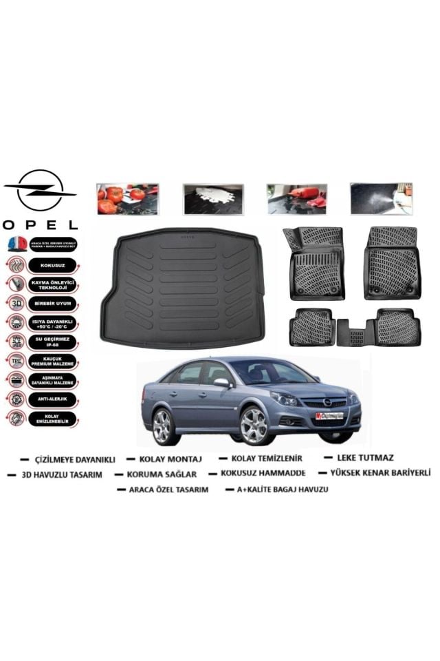 Opel Vectra C 2004 Model Bagaj Havuzu Araca Özel Paspas Takımı Prrox