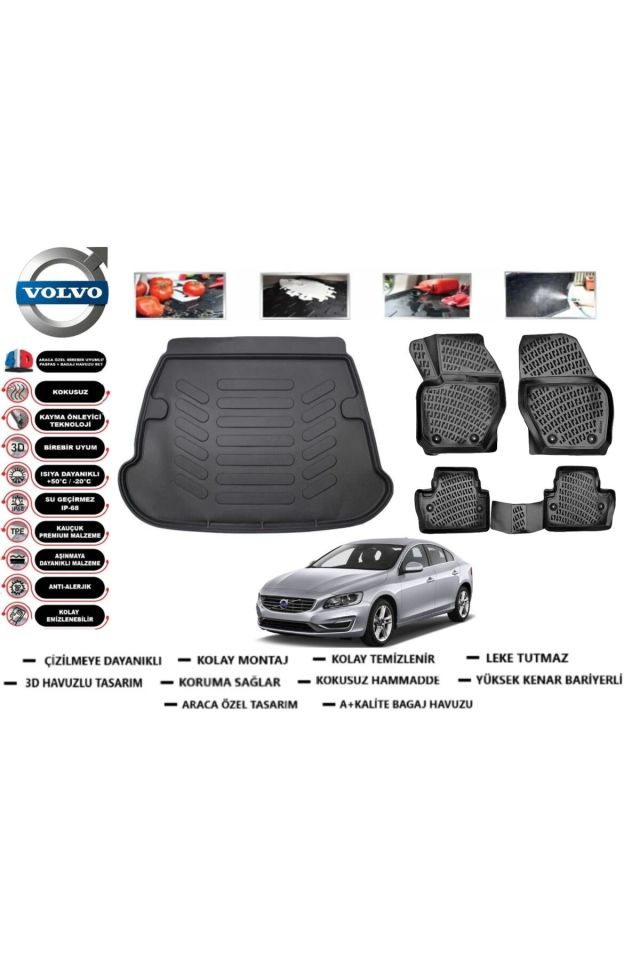 Volvo S60 2015 Model Bagaj Havuzu Araca Özel Paspas Takımı Prrox