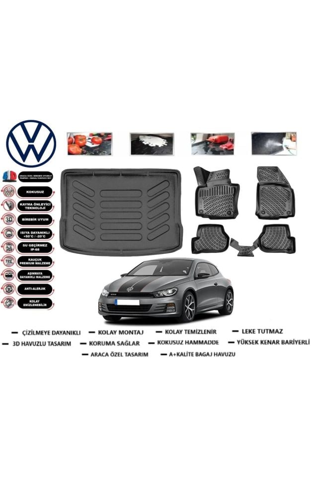 Volkswagen Scirocco 2013 Model Bagaj Havuzu Araca Özel Paspas Takımı Prrox