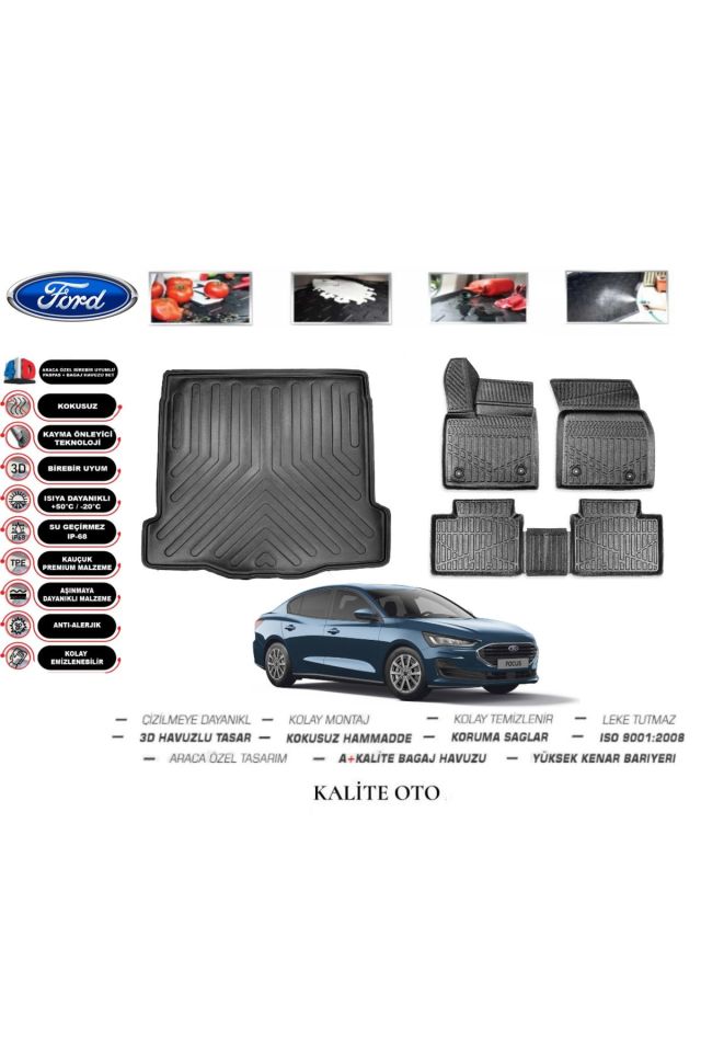Ford Focus 4 SEDAN 2023 Model 3D Bagaj Havuzu+4D Havuzlu Paspas Setii