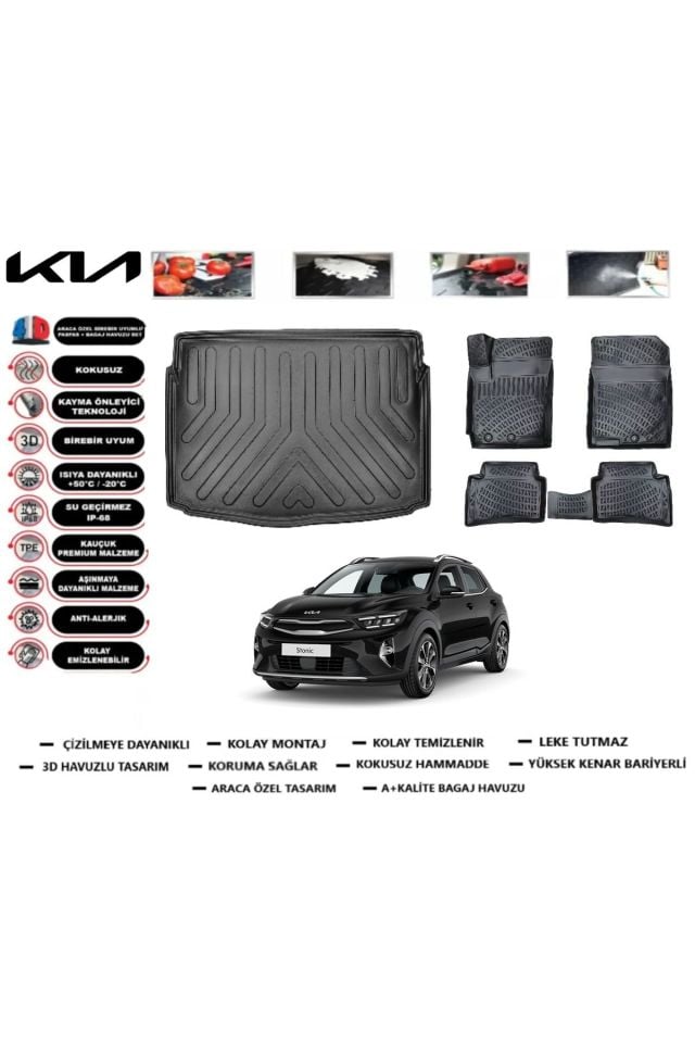 Kia Stonic Yeni Logolu 2025 Model Bagaj Havuzu Araca Özel Paspas Takımı Prrox