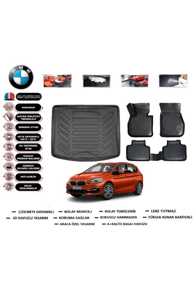 Bmw 2 serisi Active Tourer 2014 Model Bagaj Havuzu Araca Özel Paspas Takımı Prrox