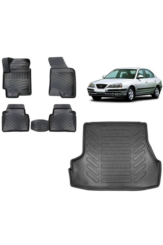 Hyundai Elantra 2002 Model 3D Bagaj Havuzu+3D Havuzlu Araca Özel Paspas Takımı