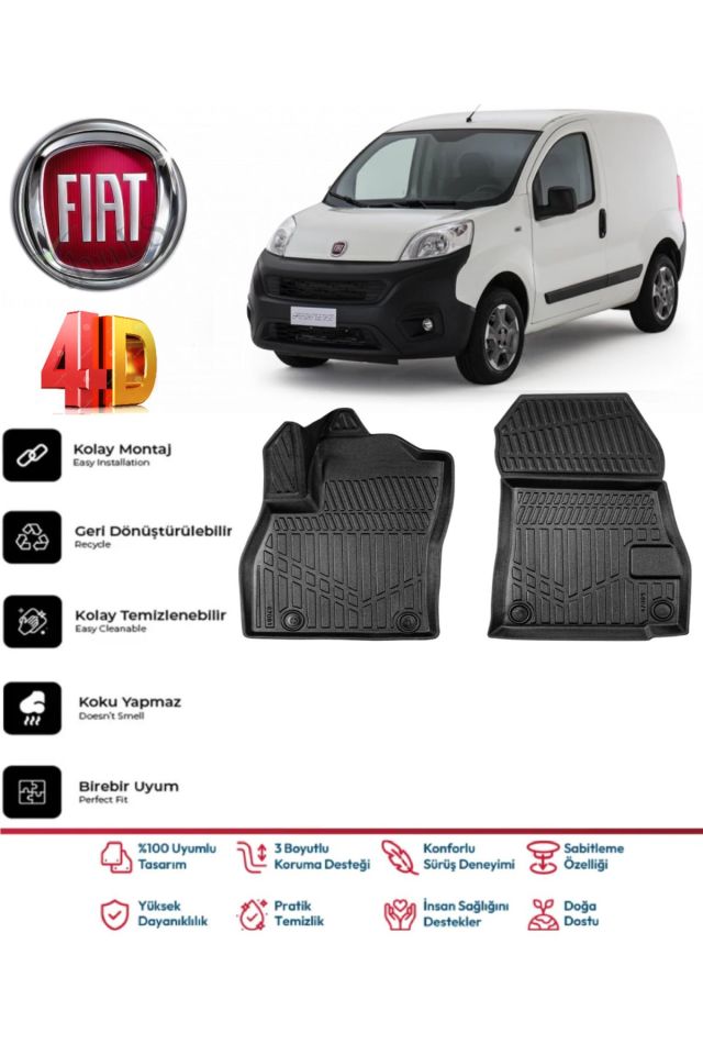 Fiat Fiorino Panelvan 2007 Ve Sonrası 4.5D Plus Havuzlu Siyah Paspas Takımı Yumuşak