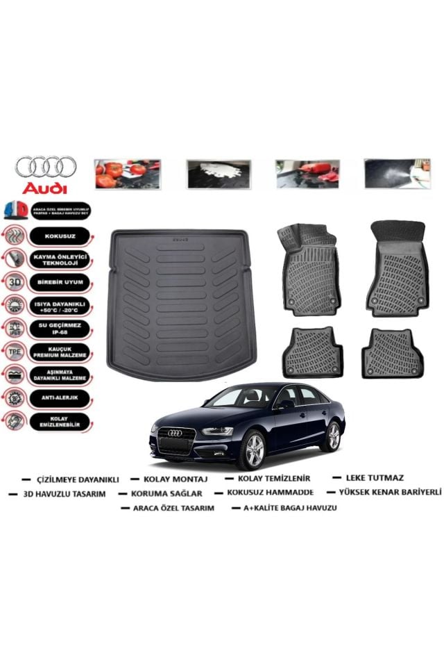 Audi A4 STW 2011 Model Bagaj Havuzu Araca Özel Paspas Takımı Prrox