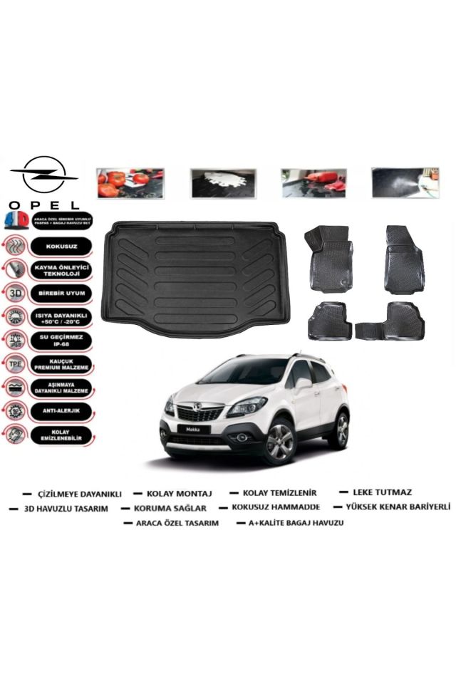Opel Mokka 2018 Model Bagaj Havuzu Araca Özel Paspas Takımı Prrox