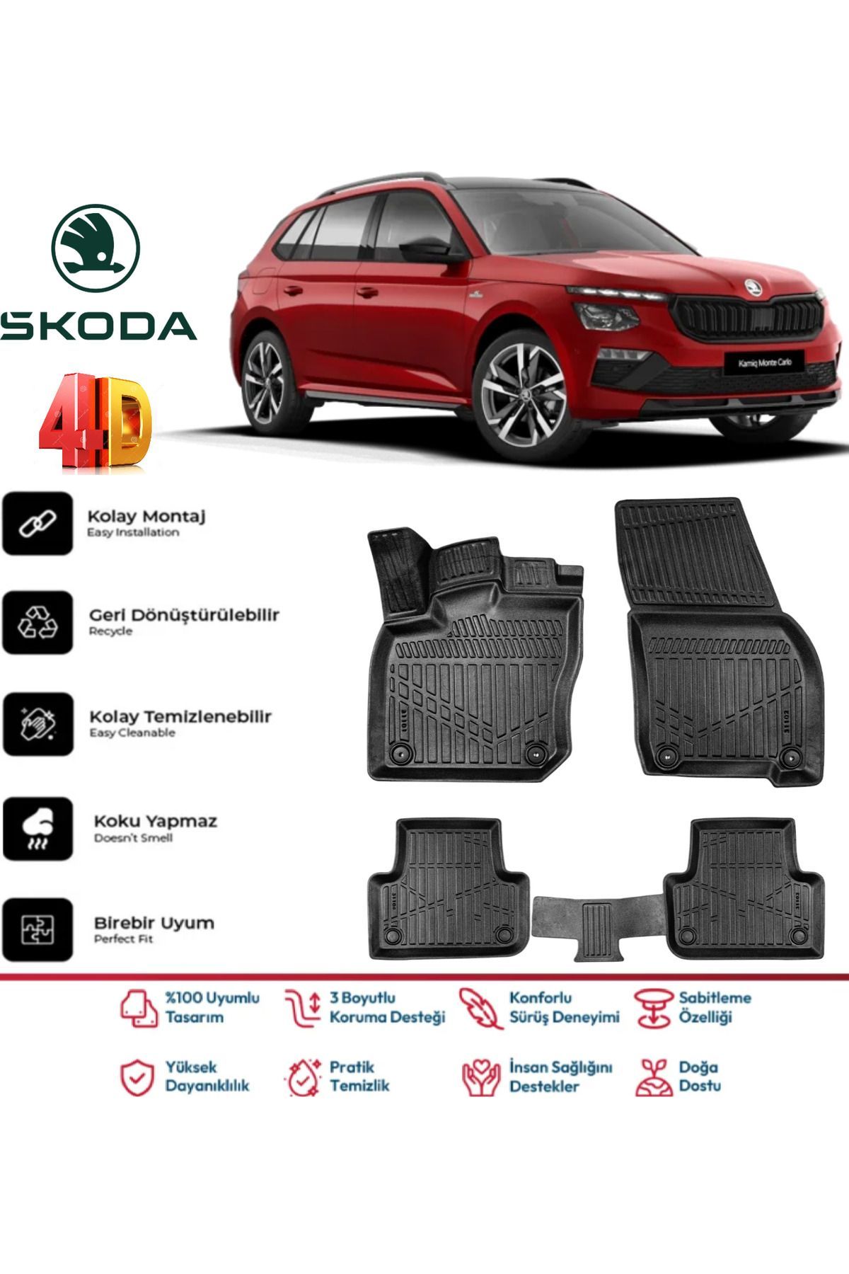 Skoda Kamiq 2023 Model 4D Havuzlu Paspas