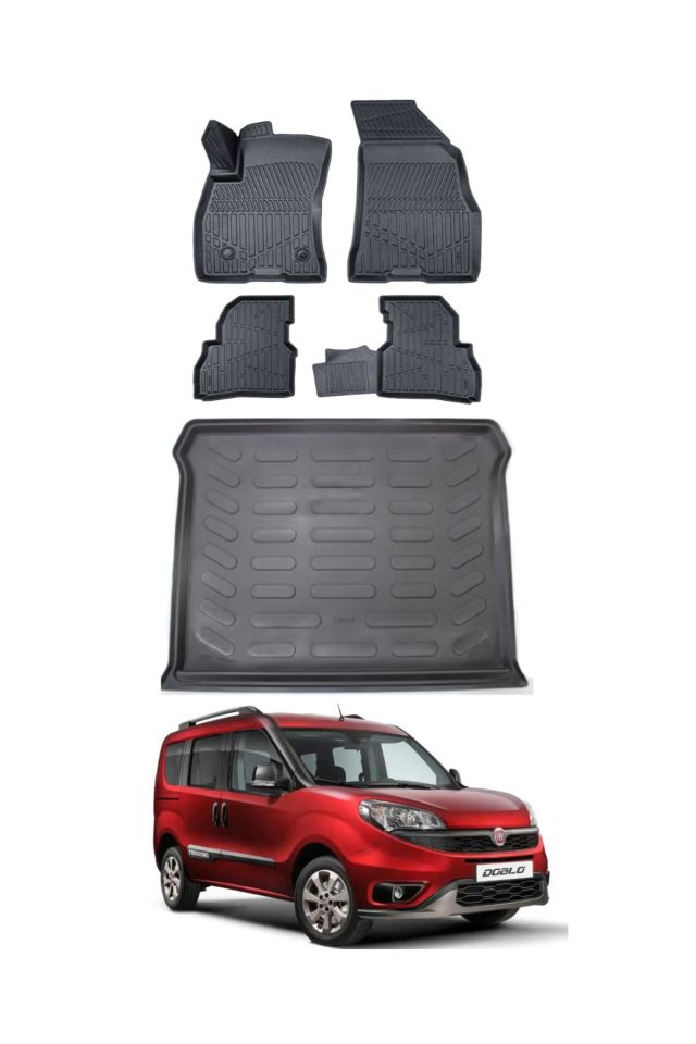 Fiat Doblo 2012 Model Bagaj Havuzu Araca Özel Siyah Paspas Takımı