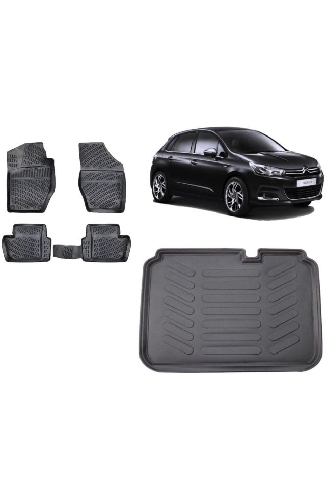 Citroen C4 2018 Model 3D Bagaj Havuzu+3D Havuzlu Araca Özel Paspas Takımı