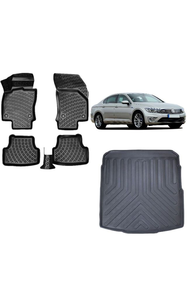 Volkswagen Passat B8 2017 Model 3D Bagaj Havuzu+3D Havuzlu Araca Özel Paspas Takımı