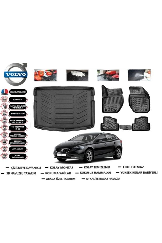 Volvo V40 2013 Model Bagaj Havuzu Araca Özel Paspas Takımı Prrox