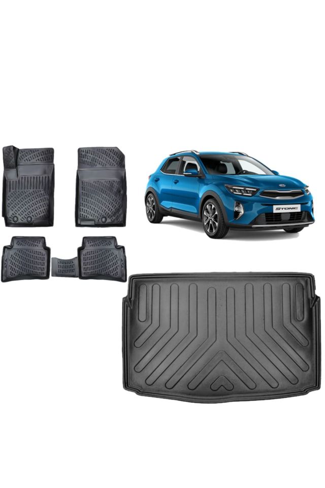 Kia Stonic 2021 Model 3D Bagaj Havuzu+3D Havuzlu Araca Özel Paspas Takımı