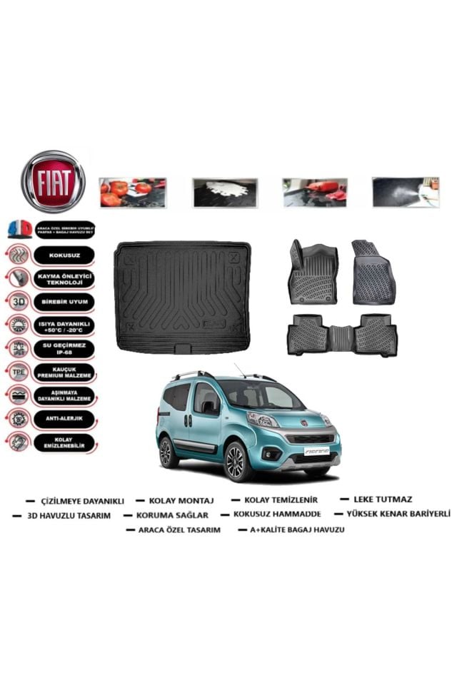 Fiat Fiorino 2023 Model Koltuklu Van Bagaj Havuzu Araca Özel Paspas Takımı Flex