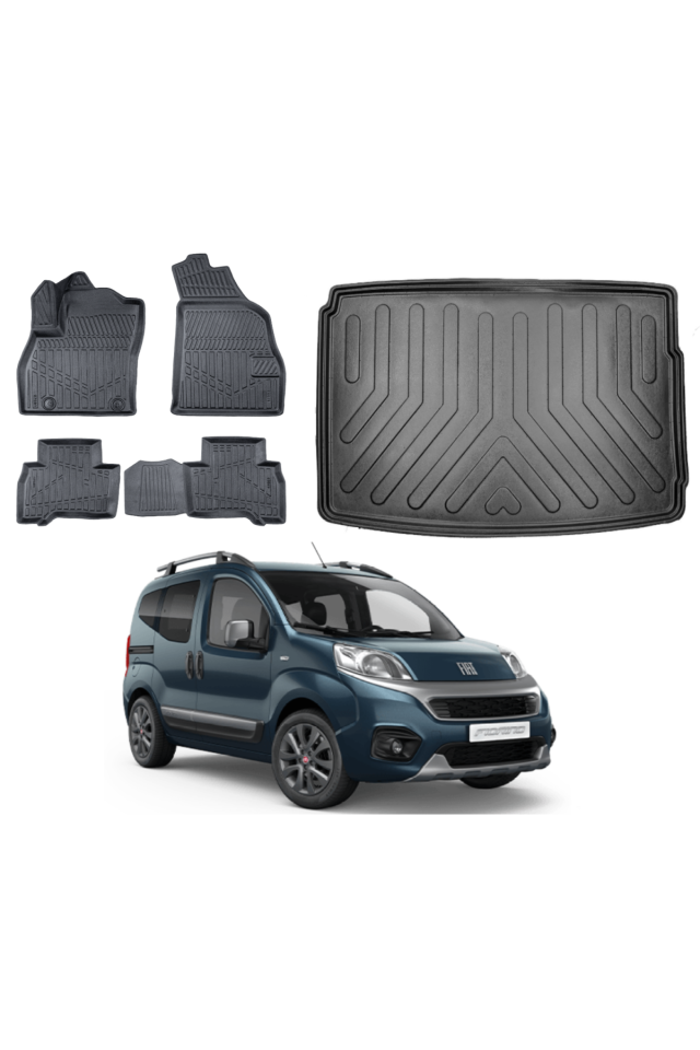 Fiat Fiorino 2007-2019 3D Bagaj Havuzu+3D Araca Özel Paspas Takımı Luxury Serisi