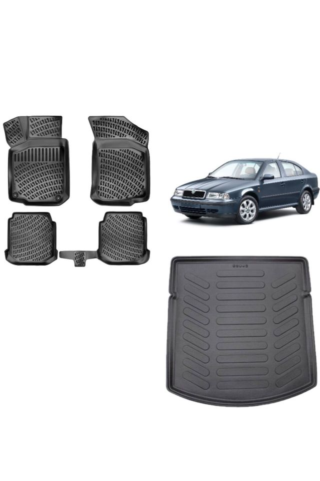 Skoda Octavia 2003 Model 3D Bagaj Havuzu+3D Havuzlu Araca Özel Paspas Takımı