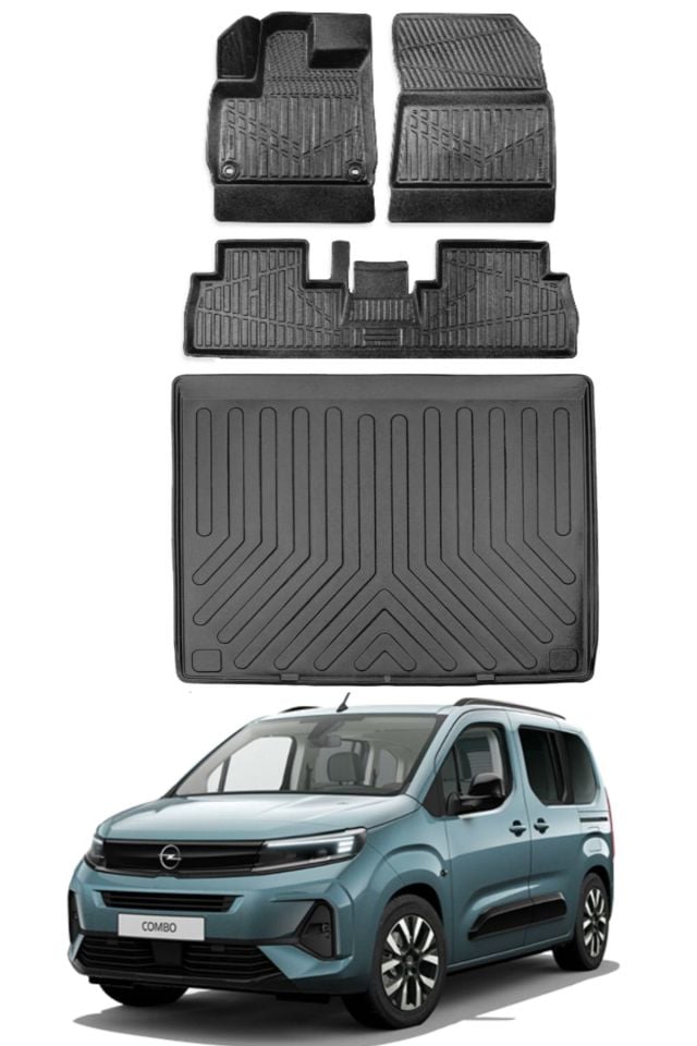 Opel Combo 2024 Model Seperatörlü Bagaj Havuzu Araca Özel Siyah Paspas Takımı