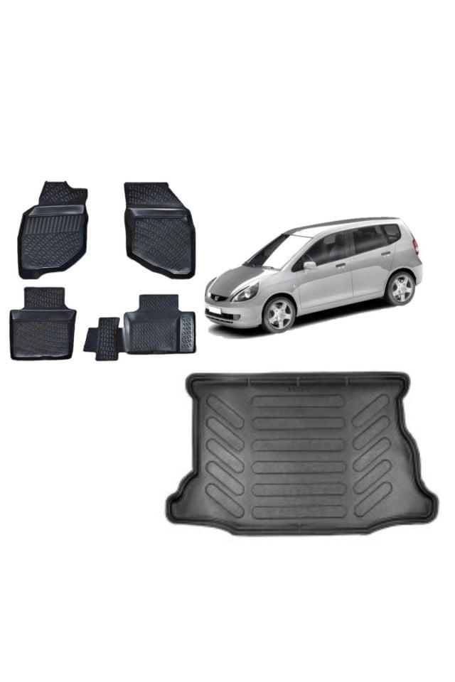 Honda Jazz 2006 Model 3D Bagaj Havuzu+3D Havuzlu Araca Özel Paspas Takımı