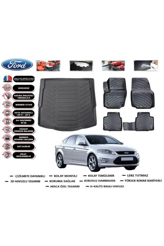 Ford Mondeo 2013 Model Bagaj Havuzu Araca Özel Paspas Takımı Prrox