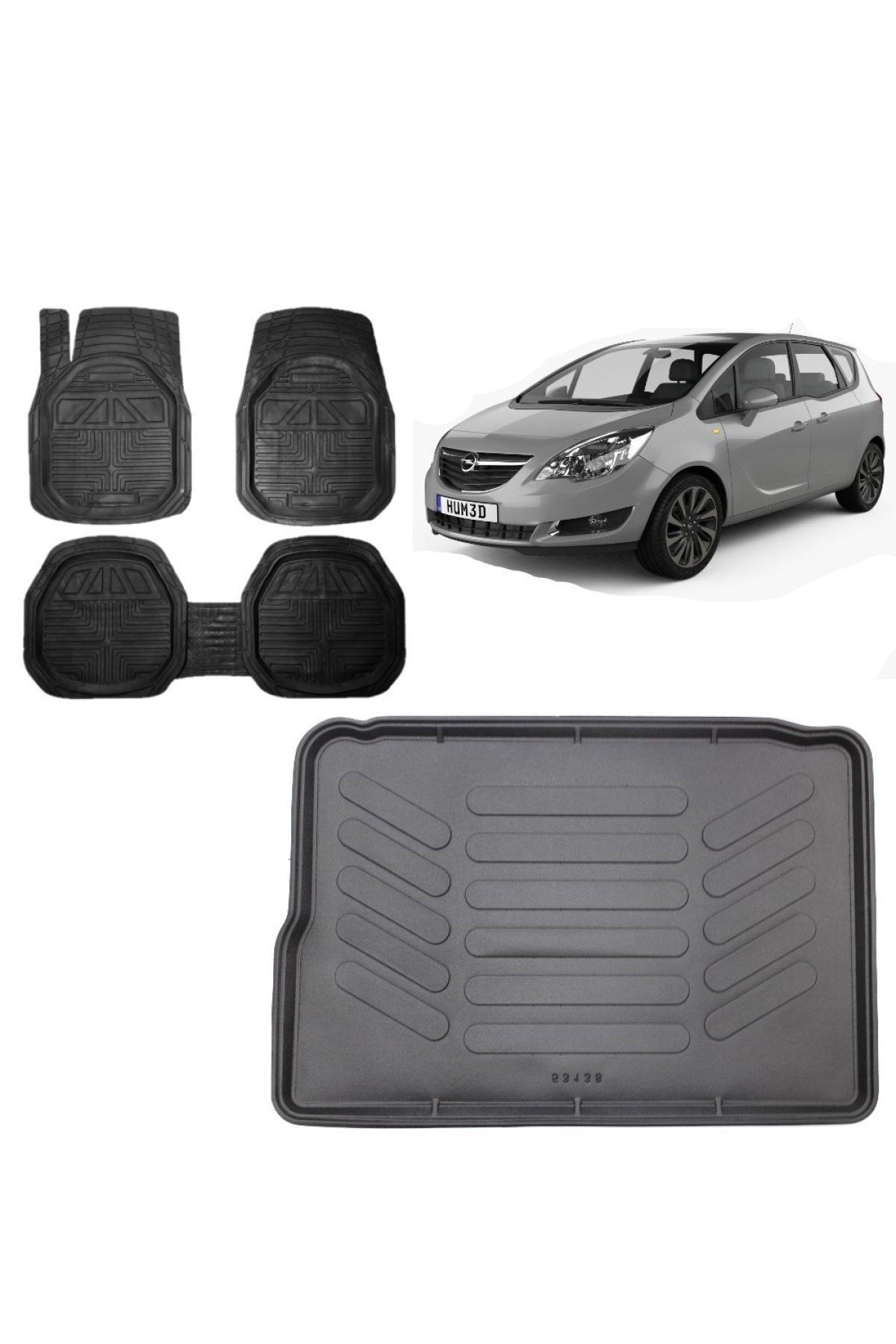 Opel Meriva B 2016 Model 3D Bagaj Havuzu+3D Havuzlu Araca Özel Paspas Takımı