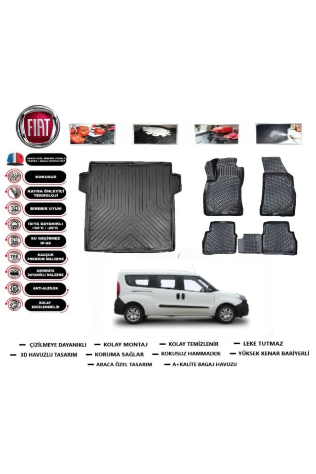 Fiat Doblo Maxi 2018 Model Bagaj Havuzu Araca Özel Paspas Takımı Prrox