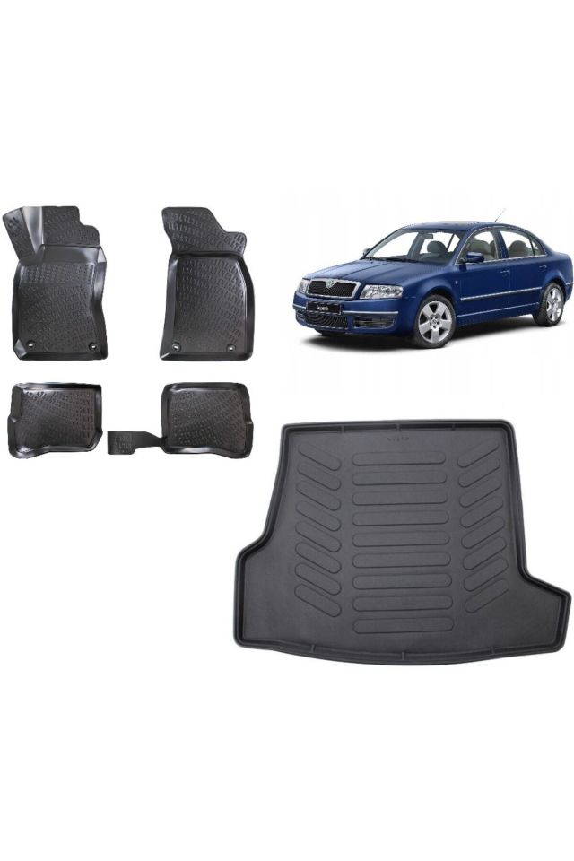 Skoda SuperB 2004 Model 3D Bagaj Havuzu+3D Havuzlu Araca Özel Paspas Takımı