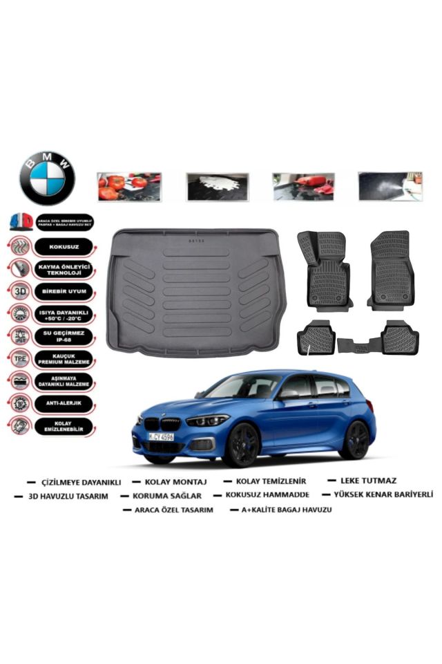 Bmw 1 serisi F20 2013 Model Bagaj Havuzu Araca Özel Paspas Takımı Flex