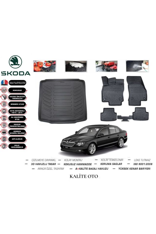 Skoda SuperB 2010 Model 3D Bagaj Havuzu+4D Havuzlu Paspas Setii
