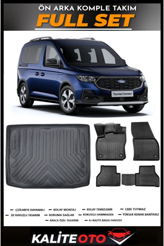Ford Connect Bagaj Havuzu+4.5D Havuzlu Paspas Seti 2023 Model