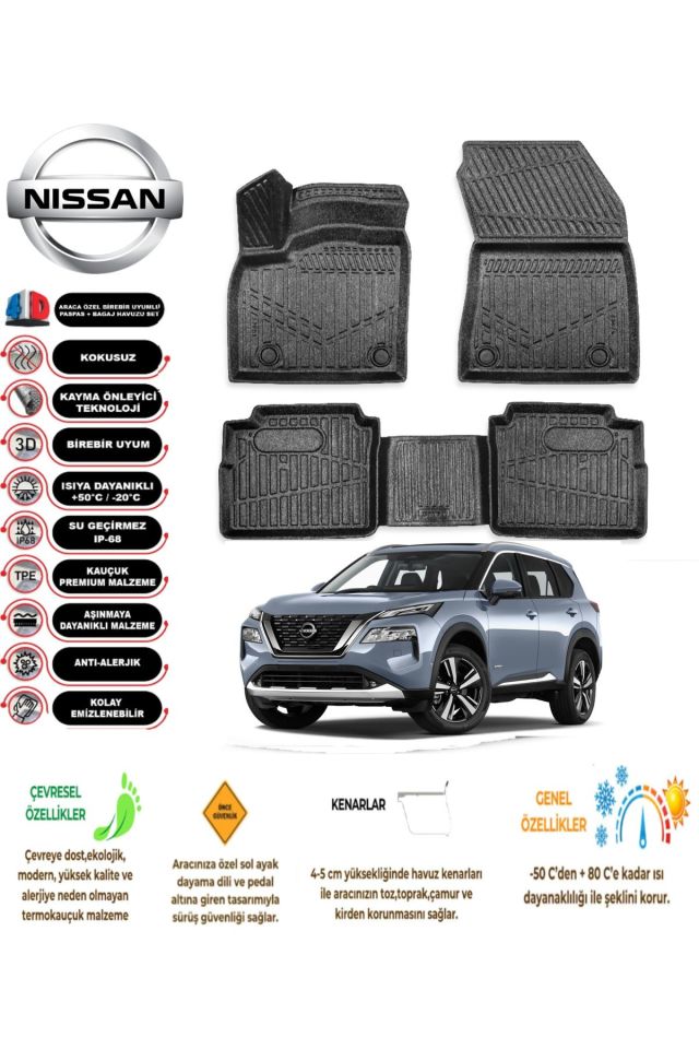 Nissan X-Trail E Power 2022 Model 4D Araca Özel Havuzlu Paspas Takımı