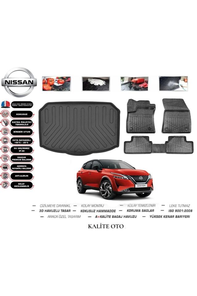 Nissan Qashqai 2023 Model 3D Bagaj Havuzu+4D Havuzlu Paspas Seti