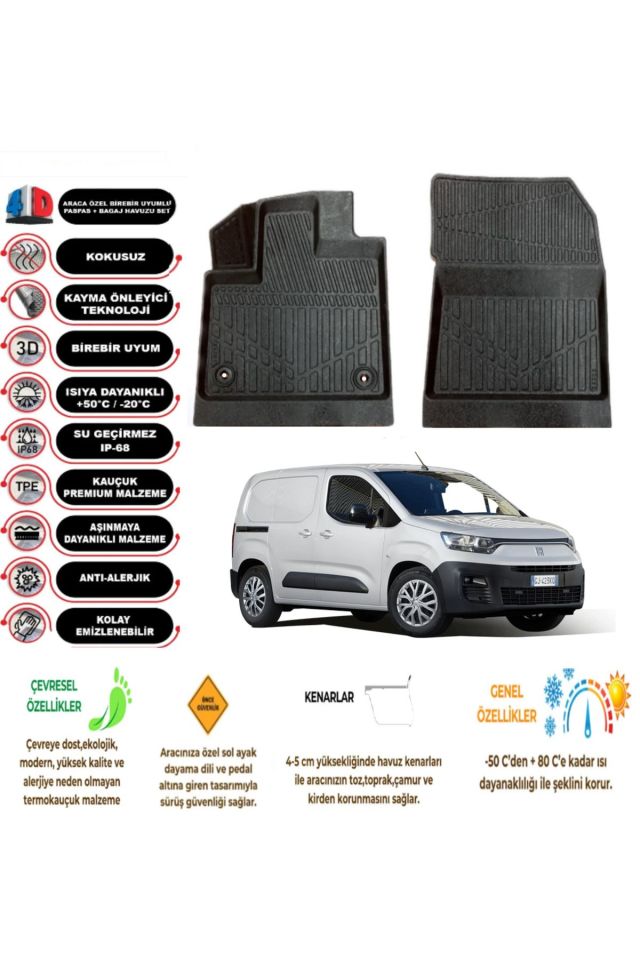Fiat Doblo 2024 Model PANELVAN 4D Havuzlu Paspas (2 parça)