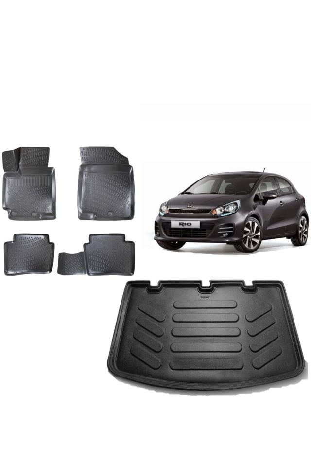 Kia Rio HB 2011 Model 3D Bagaj Havuzu+3D Havuzlu Araca Özel Paspas Takımı