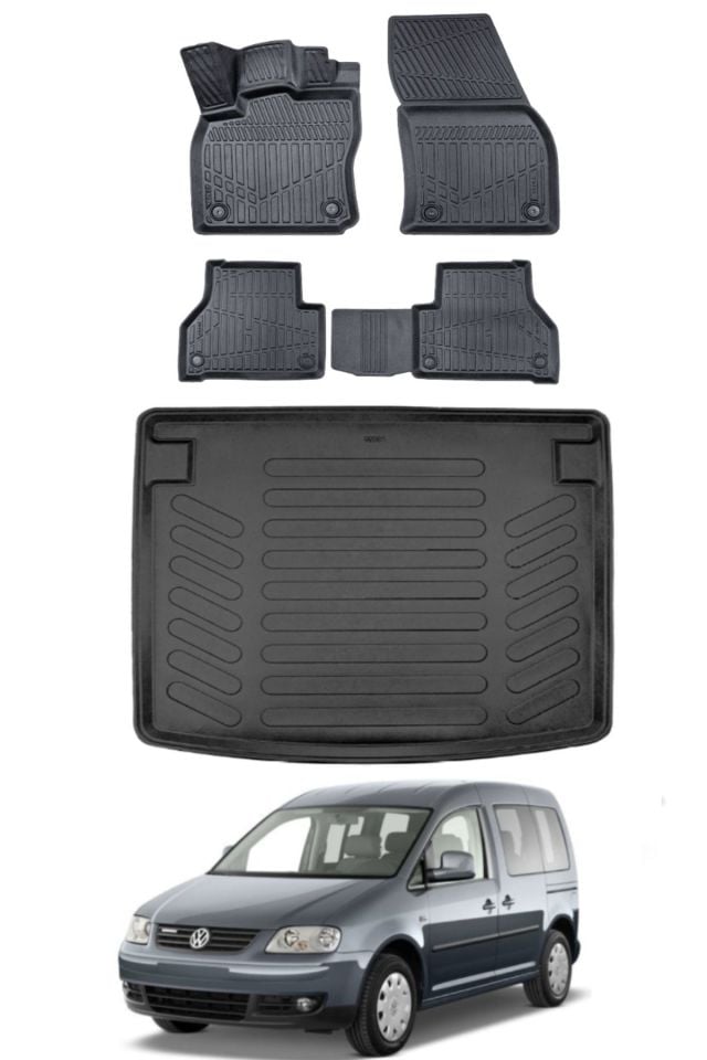 Volkswagen Caddy 2003 Model Bagaj Havuzu Araca Özel Siyah Paspas Takımı