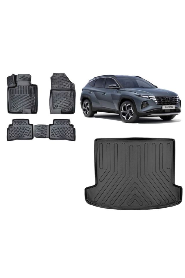 Hyundai Tucson 2021 Model 3D Bagaj Havuzu+3D Havuzlu Araca Özel Paspas Takımı
