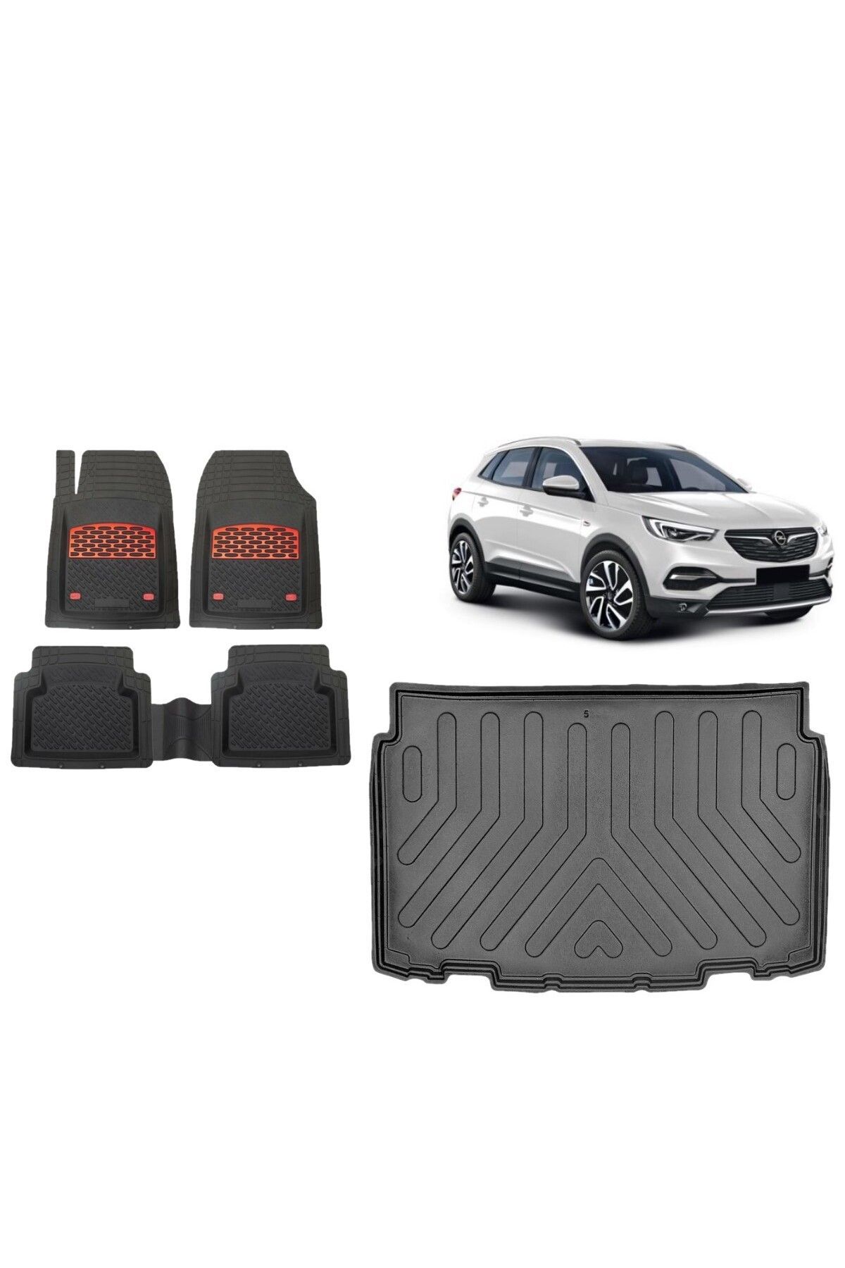 Opel Mokka 2023 Model Alt 3D Bagaj Havuzu+3D Havuzlu Safirr Kırmızı Kromlu Paspas