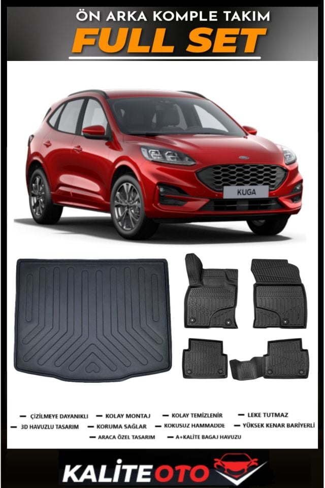 Ford Kuga Bagaj Havuzu+4.5D Havuzlu Paspas Seti 2025 Model