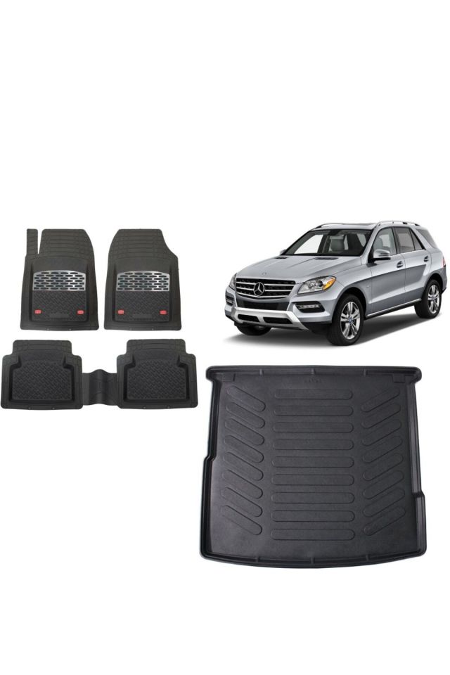 Mercedes ML Serisi W166 2011 Model 3D Bagaj Havuzu+3D Havuzlu Safirr Gri Kromlu Paspas