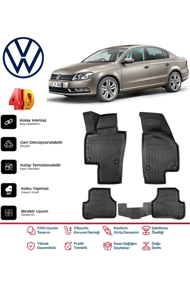 Volkswagen Passat B7 2012 Model 4D Havuzlu Paspas