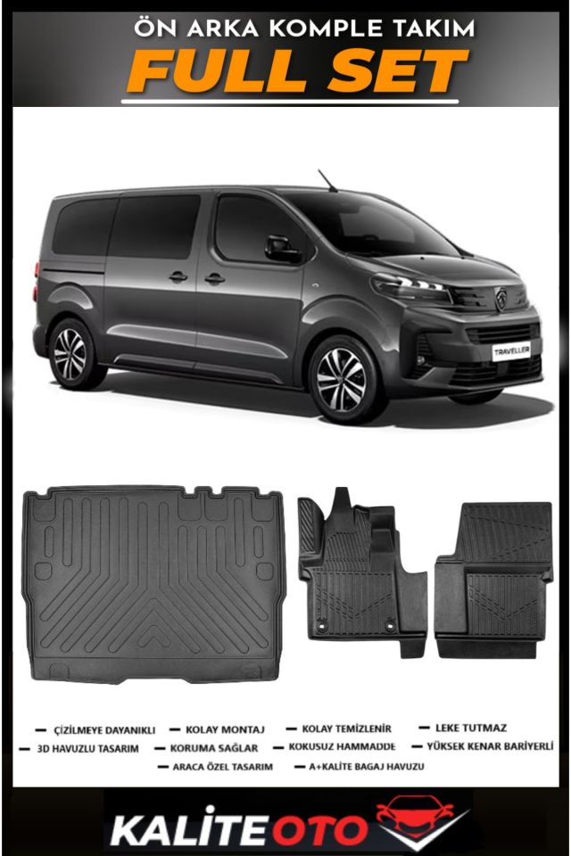 Peugeot Expert Traveller Bagaj Havuzu+4.5D Havuzlu Paspas Seti 2025 Model
