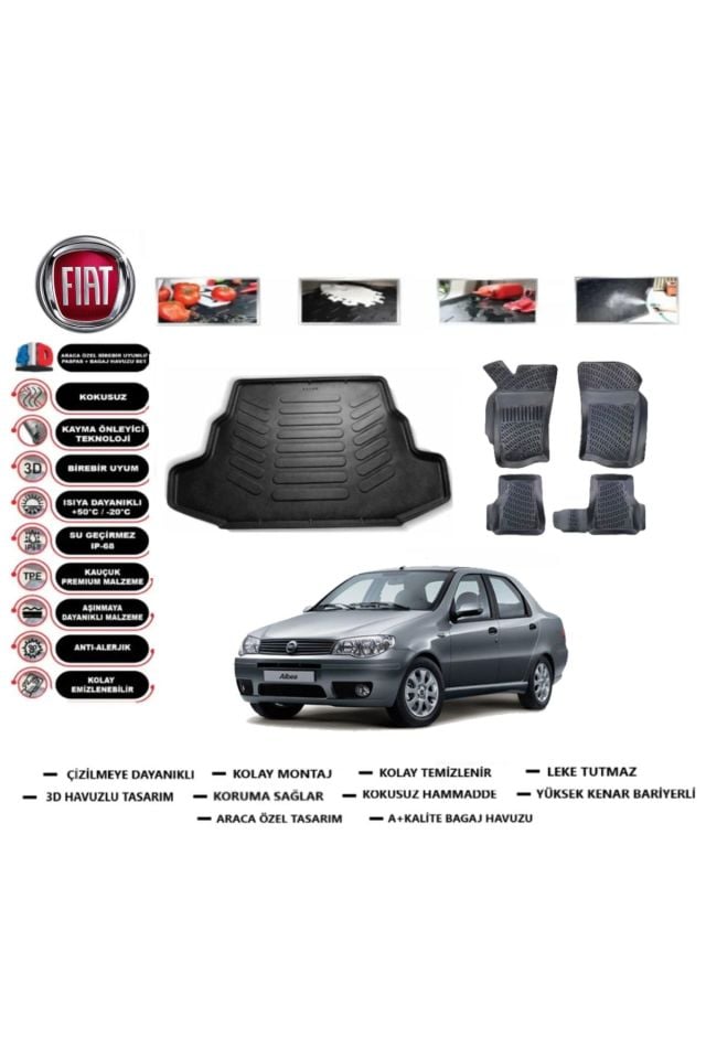 Fiat Albea 2011 Model Bagaj Havuzu Araca Özel Paspas Takımı Prrox