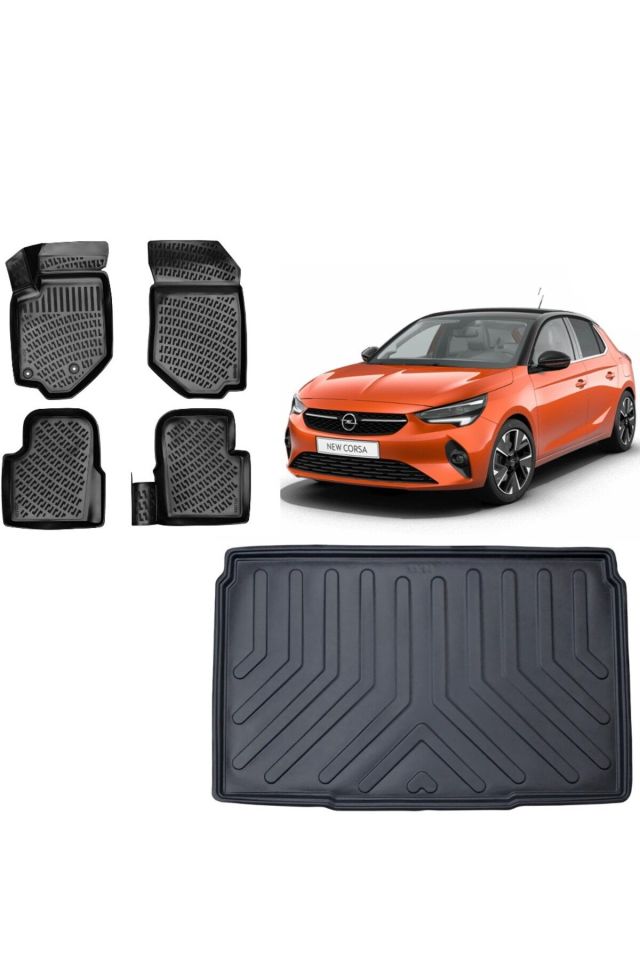 Opel Corsa F 2020 Model 3D Bagaj Havuzu+3D Havuzlu Araca Özel Paspas Takımı
