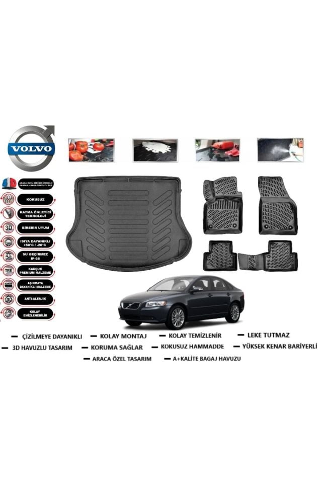 Volvo S40 2010 Model Bagaj Havuzu Araca Özel Paspas Takımı Flex