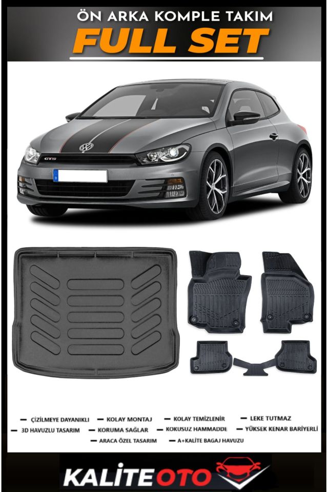 Volkswagen Scirocco Bagaj Havuzu+4.5D Havuzlu Paspas Seti 2009 Model