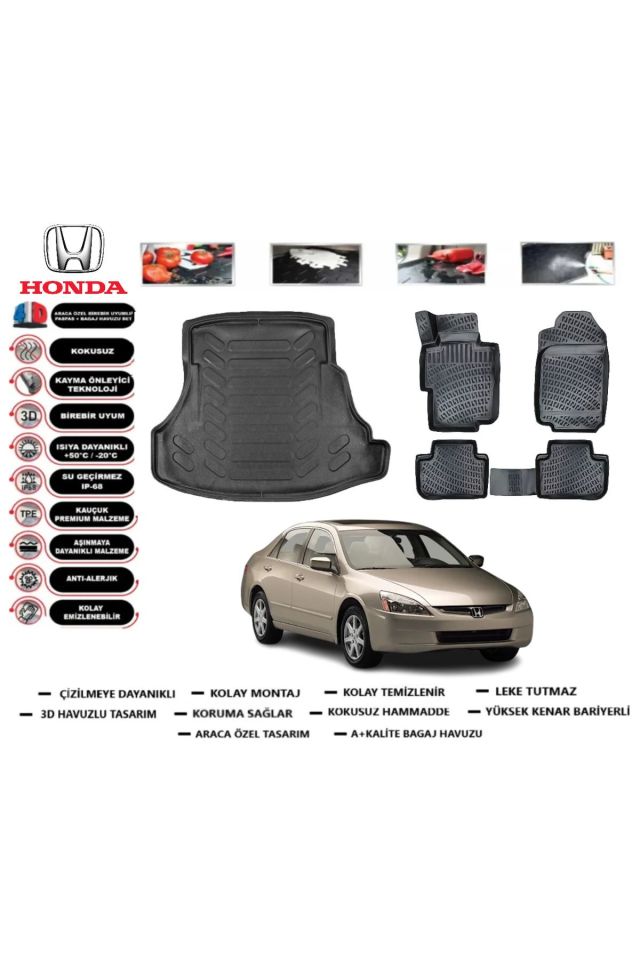 Honda Accord 2003 Model Bagaj Havuzu Araca Özel Paspas Takımı Flex