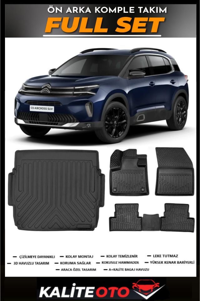 Citroen C5 Aircross Üst Bagaj Havuzu+4.5D Havuzlu Paspas Seti 2021 Model